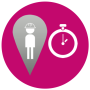 worker with stopwatch icon