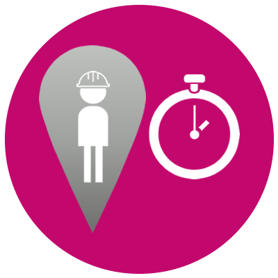 worker with stopwatch icon