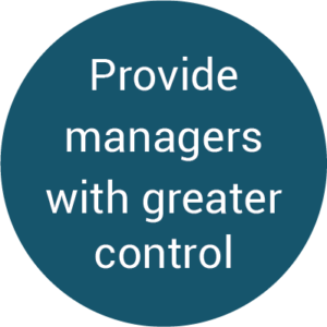 "Provide managers with greater control" in blue circle