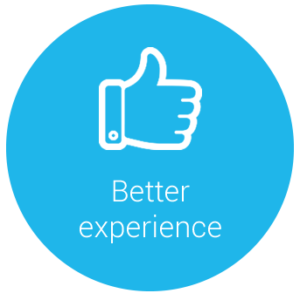 better experience icon in blue circle