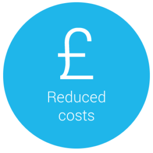 reduced costs icon in blue circle