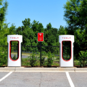 Tesla Charging Points with parking bays in front