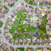 Arial view of houses on housing estate