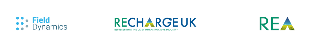 The logos for REA, Recharge UK and Field Dynamics